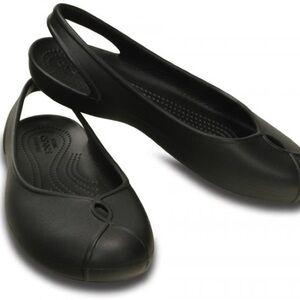 Crocs iconic Olivia II black comfort ballet flats, size 7